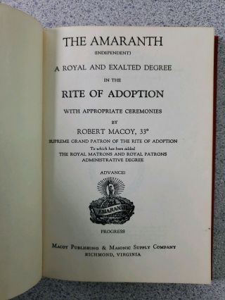 The Amaranth Macoy Order of Eastern Star Masonic Illustrated Occult Book 1963 4