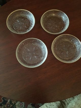Vintage Jeannette Harp Coasters Set Of 4 With Gold Beaded Trim