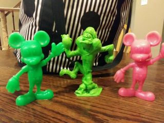 1963 Vintage Marx Nutty Mads End Zone Football Green Color And (2) Mickey Mouse