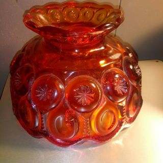 Vintage Redish Orange Moon And Stars Design Glass Fairy Lamp Shade