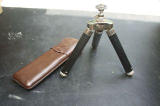 Vintage BOWER Telescoping Travel Camera Tripod Made in Germany w/ Leather Case 3
