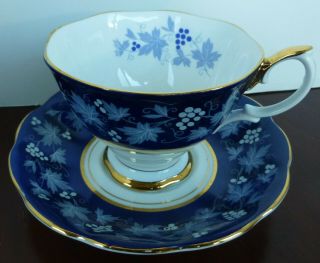 Vintage Royal Albert Chateau Series - Dijon Pattern Footed Cup & Saucer - Gold Trim