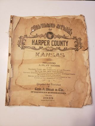 Standard Atlas Plat Book 1919 Harper County Kansas