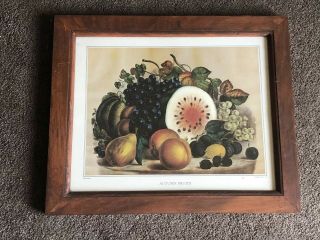 Vintage Framed Currier And Ives Print " Autumn Fruits "