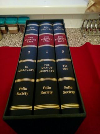 Book Hardback.  The Forsyte Saga.  Folio Society.  Three Volumes.  Complete.