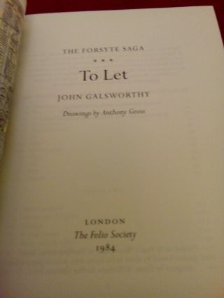 Book Hardback.  The Forsyte Saga.  Folio Society.  Three volumes.  Complete. 7