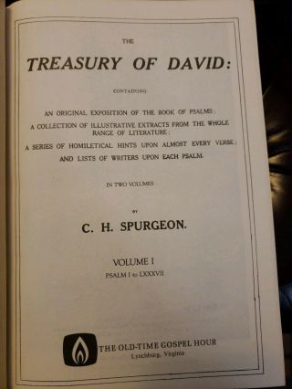 Psalms,  The Treasury Of David,  By C H Spurgeon,  Two Volumes.