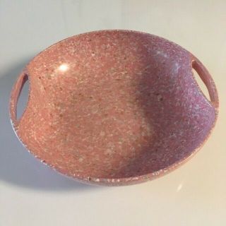 Vintage Aztec Melmac Dinnerware Pink Confetti 12 Inch Handled Salad Serving Bowl