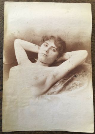 1357 Vintage Early Risque Albumen Photo Girl Nude 1880/90 Vincenzo Galdi?