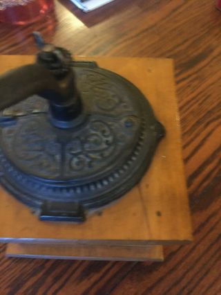 Vintage Wooden Coffee Bean Grinder Dovetailed Drawer Cast Iron Crank Top 5