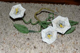 Vintage HAND MADE BEADED GLASS FLOWER BOUQUETS 2