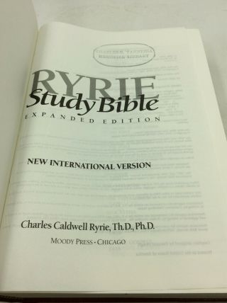 RYRIE STUDY BIBLE: Expanded Edition by Charles Caldwell Ryrie - 1994 NIV 3