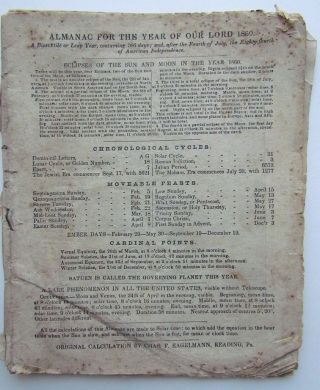 1860 American Civil War Era Imprint - The Great Western Almanac