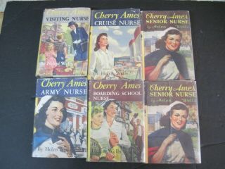 Girls Series - Cherry Ames Series - 6 Books In Dust Jackets