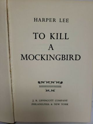 To Kill A Mockingbird By Harper Lee 1960.  W Edition.
