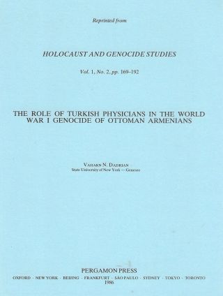 Armenia Armenian Genocide Booklet Turkish Doctors Physicians By Vahakn Dadrian