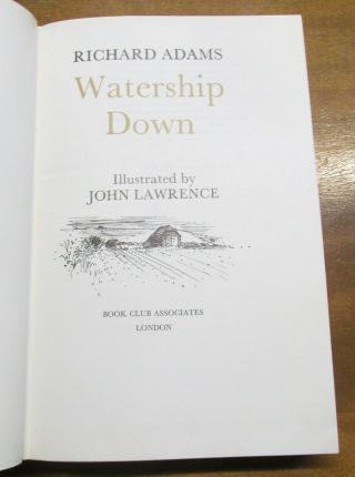 WATERSHIP DOWN RICHARD ADAMS JOHN LAWRENCE ILLUSTRATED EDITION w/ SLIPCASE 1980 3