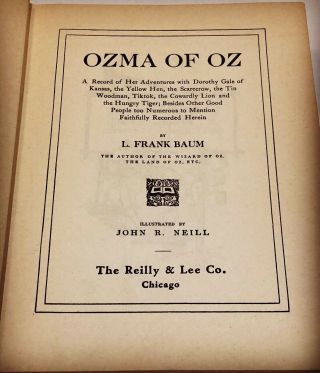 “Ozma Of Oz” - L.  Frank Baum The Reilly Lee Co 1907 2