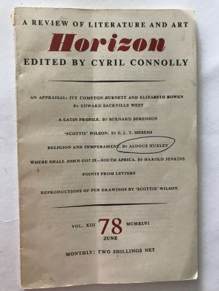 Horizon A Review Of Literature And Art Vol 13 No 7 1946 Edited By Cyril Connolly