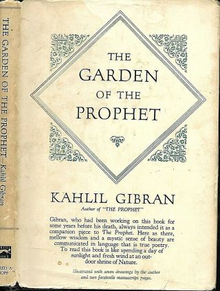 The Garden Of The Prophet By Kahlil Gibran (1933,  Hardcover)