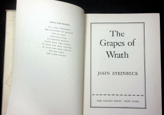 1939 Steinbeck 1ST EDITION/Early (June) THE GRAPES OF WRATH Pulitzer VIKING 3