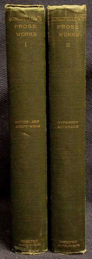 Henry Wadsworth Longfellow Complete Prose 2 Vols 1886 1st Riverside Good