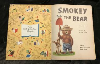 3 VINTAGE / SMOKEY THE BEAR / LITTLE GOLDEN BOOKS / 2 First Ed.  | 1 Third Ed. 2