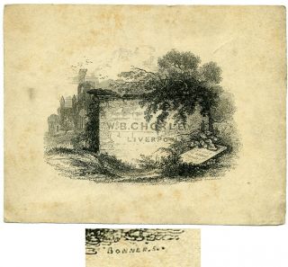 C.  1800 Pictorial Bookplate Of W B Chorley Of Liverpool By Thomas Bonner