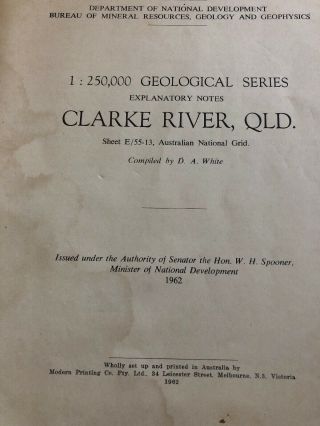 Clarke River Qld 1962 Sheet E/55 - 13 Geological Series Mineral Resource Map 2