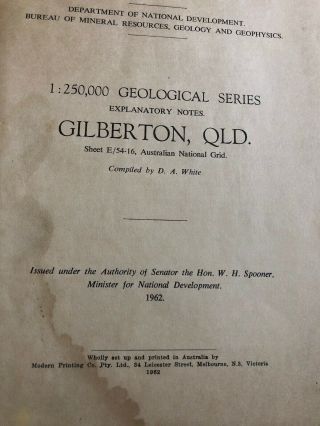 Gilberton Queensland 1962 Sheet E/54 - 16 Geological Series Mineral Resource Map 2