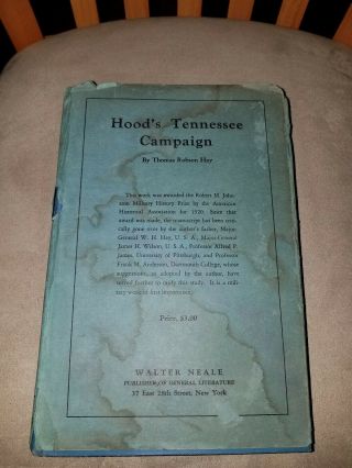 Hood ' s Tennessee Campaign,  RARE 1st Edition 1929,  by Thomas Robson Hay 2