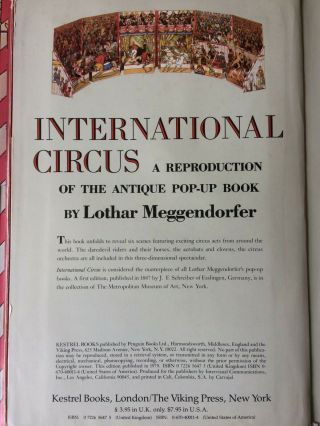 Lothar Meggendorfer ' s International Circus Pop - Up Book 1979 Large 2