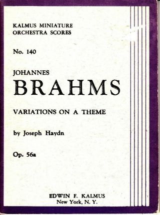 Johannes Brahms Variations On A Theme Joseph Haydn Kalmus Small Orchestra Score