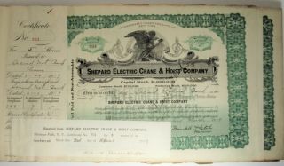 1919 Shepard Electric Train & Hoist Company Stock Certificate Issuance Book Log 3