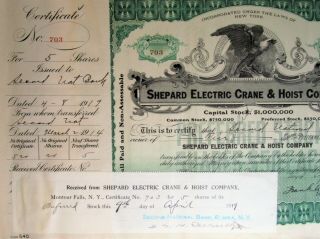 1919 Shepard Electric Train & Hoist Company Stock Certificate Issuance Book Log 5