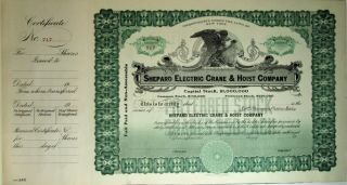 1919 Shepard Electric Train & Hoist Company Stock Certificate Issuance Book Log 8