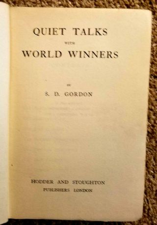 Quiet Talks With World Winners S.  D.  Gordon Keswick