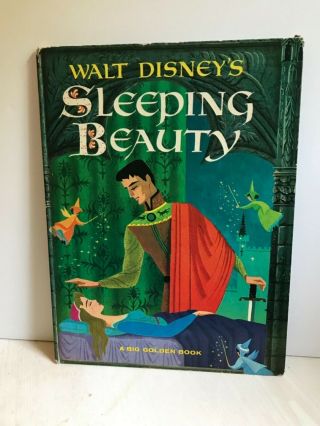 Vintage 1958 Walt Disney Sleeping Beauty Childrens Big Golden Book 7th Printing