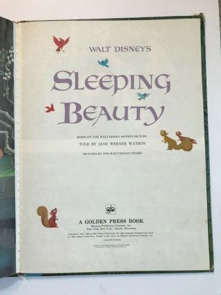 Vintage 1958 Walt Disney SLEEPING BEAUTY Childrens BIG GOLDEN BOOK 7th printing 8