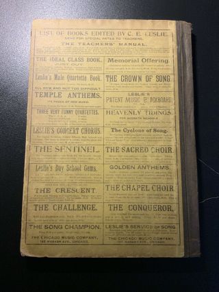 The Song Lyre by C.  E.  Leslie The Chicago Music Co.  1894 Sheet Music Book Ads 4