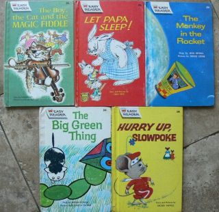 5 Vintage Wonder Easy Reader Books Monkey In The Rocket,  Let Papa Sleep,