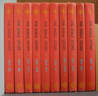 The Bible Story Complete Set 1 - 10 Uncle Arthur Maxwell 1953 - 1957 Red Edition