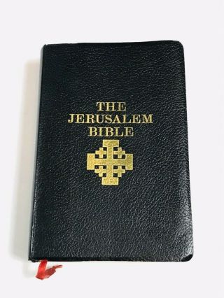 The Jerusalem Bible 1966 Doubleday Black Cover With Red Ribbon Marker Gold Edge