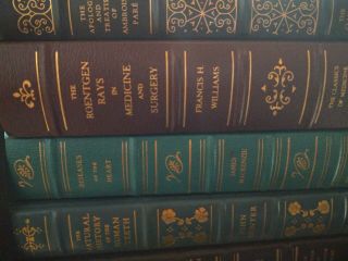 5 Leather Bound Books - - The Classics Of Medicine Library