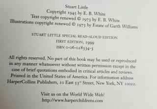 Stuart Little Special Read Aloud Edition by E.  B.  White (1999) Stated 1st Edition 3