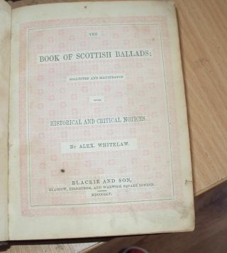 1845 - BOOK OF SCOTTISH BALLADS by A WHITELAW - LEATHER - FAIRY MYTHOLOGY etc 2