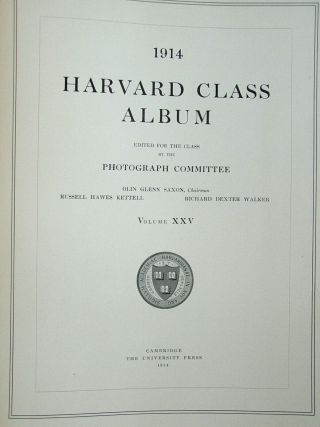 Vtg 1914 Harvard University Class Album Yearbook,  Photos,  MA Gov.  L.  Saltonstall 4