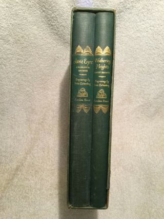 2 Books In Slipcover Jane Eyre & Wuthering Heights 1943 Engravings By Eichenberg