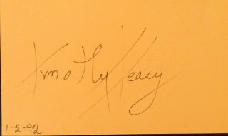 Timothy Leary Signed 1960s Lsd Psychedelic Card