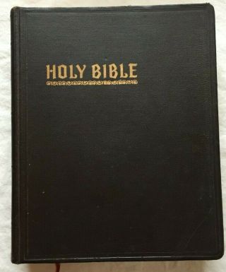 1949 Large Blue Ribbon Red Letter Edition Holy Bible John Hertel Leather 11.  5 "